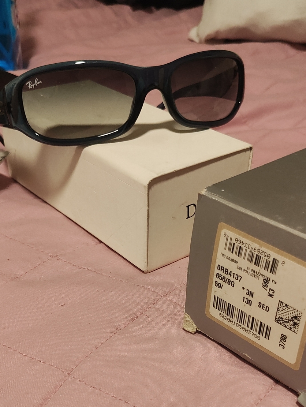 Ray•Ban RB4137 Brand New Made In Italy Wrap Sunglasses Trans Blue W/ Box, Case,